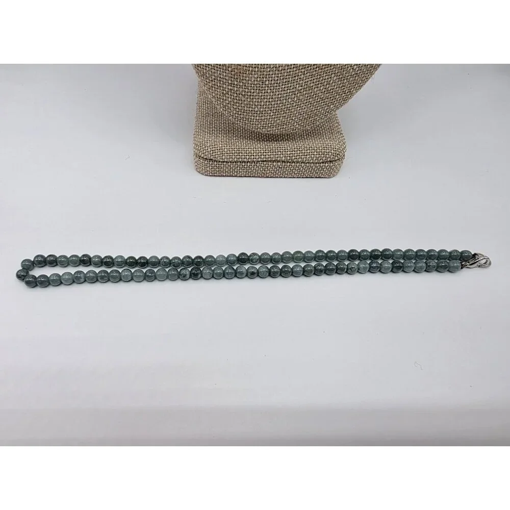 Grade A Jadeite Jade Green Round 3.8mm Beads‎ Necklace 16